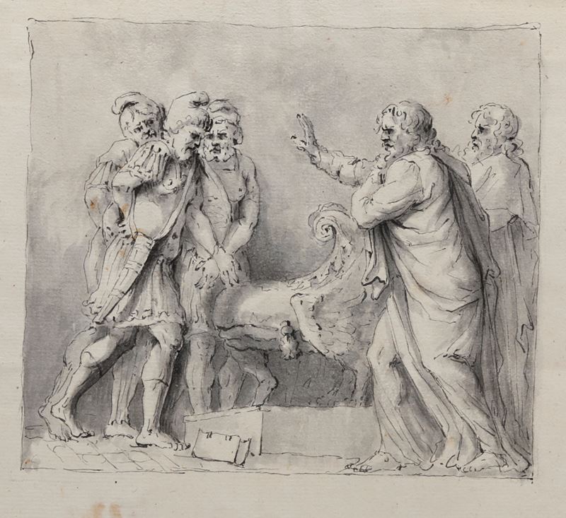 Tommaso Conca : Episodio tratto dalla storia romana  - penna, inchiostro e acquerello su carta - Auction Old Masters - Cambi Casa d'Aste