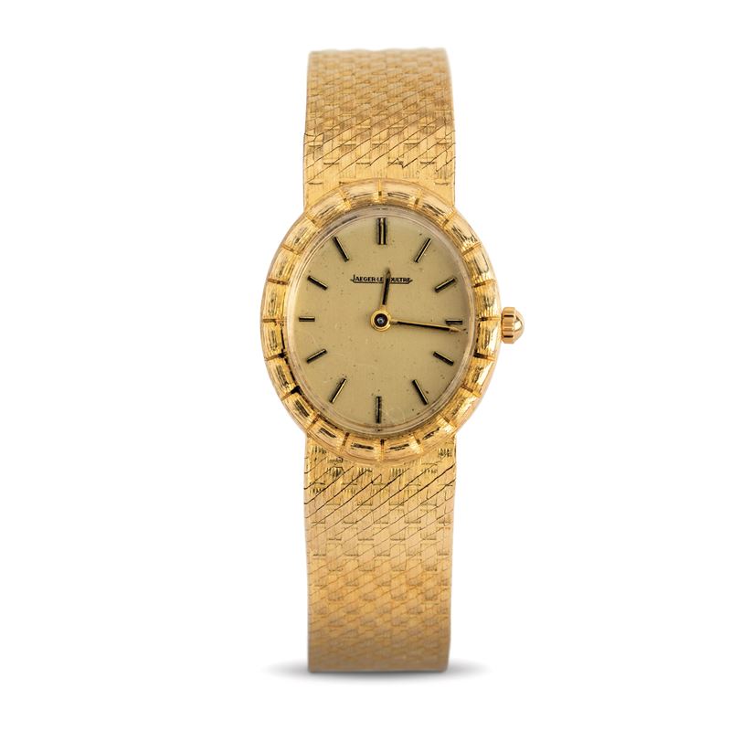 Jaeger-LeCoultre : Elegante orologio da polso Lady in oro giallo 18k di forma ovale con quadrante champagne, carica manuale  - Asta Orologi da Polso - Cambi Casa d'Aste