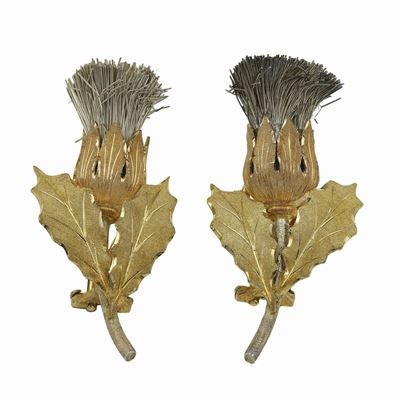 Buccellati, Orecchini “cardo” in oro giallo 750/1000 e argento