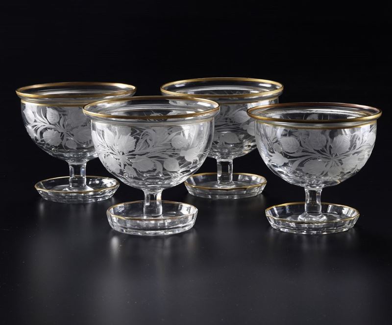 Dieci coppe porta caviale Boemia, XX secolo  - Asta L'Art de la Table - Cambi Casa d'Aste