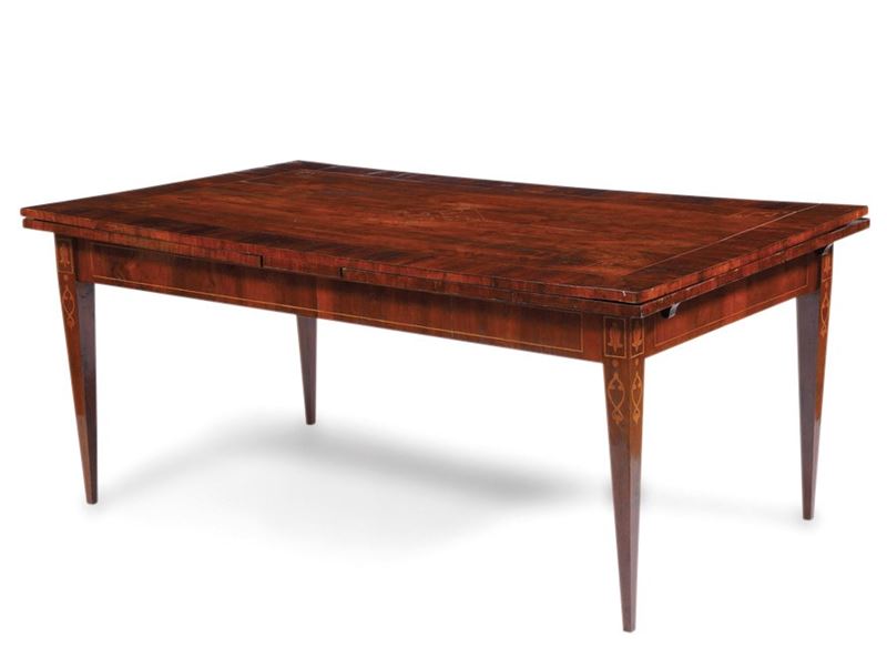 Tavolo lastronato e filettato, XIX secolo  - Auction Antique - Cambi Casa d'Aste