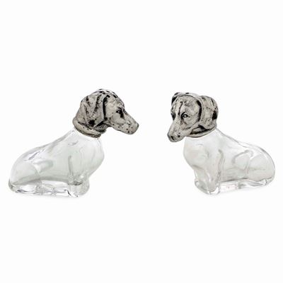 Coppia di Bassotti Spargisale e Pepe. Argenteria Milanese del XX Secolo.argentiere Fiam. Arte Nos...