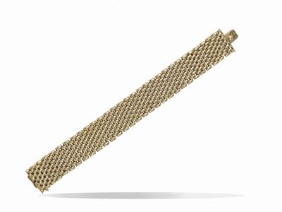 Bracciale con montatura in oro giallo 750/1000 e lavorazione a "tessuto"