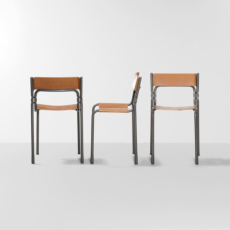 Achille e Piergiacomo Castiglioni : Tre sedie modello T12  - Asta Arredi del XX secolo - Cambi Casa d'Aste