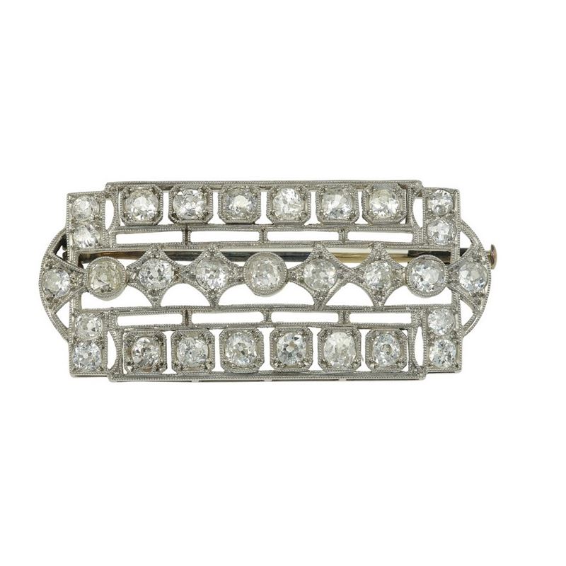 Diamond and platinum brooch  - Auction Fine Jewels - Cambi Casa d'Aste