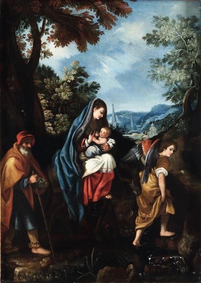 Scuola Romana del XVII Secolo Fuga in Egitto