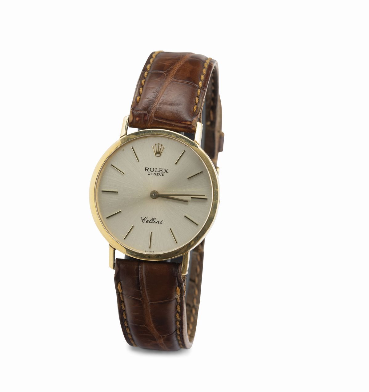 Rolex - Elegante Cellini in Oro Giallo, Quadrante Champagne Carica Manuale e Indici a Bastone, Co...