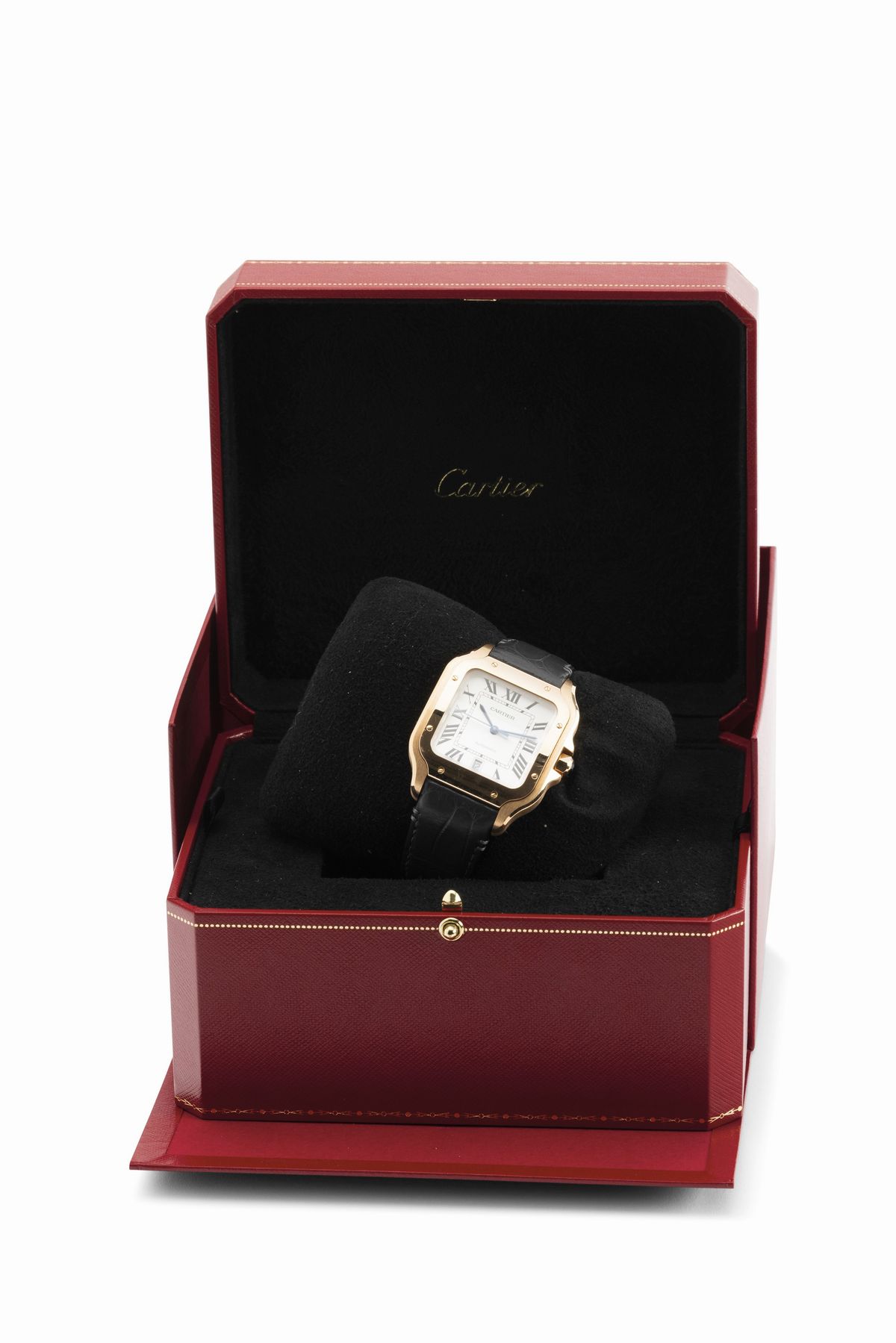 Cartier - Santos in Oro Rosa 18k, Movimento Automatico con Quadrante Argentè e Numeri Romani, Cor...