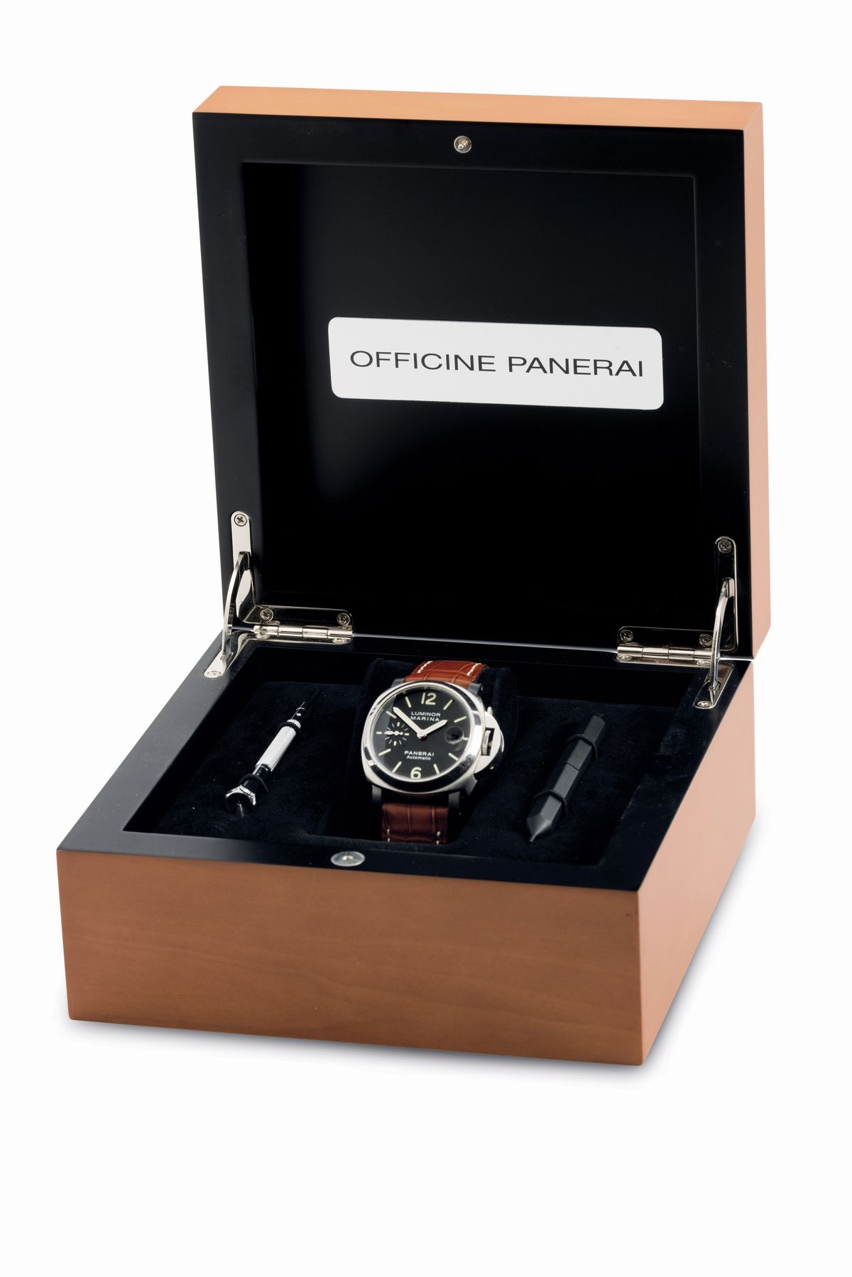 Officine Panerai - Intrigante Panerai Luminor Marina Automatico in Acciaio, Quadrante Nero con La...