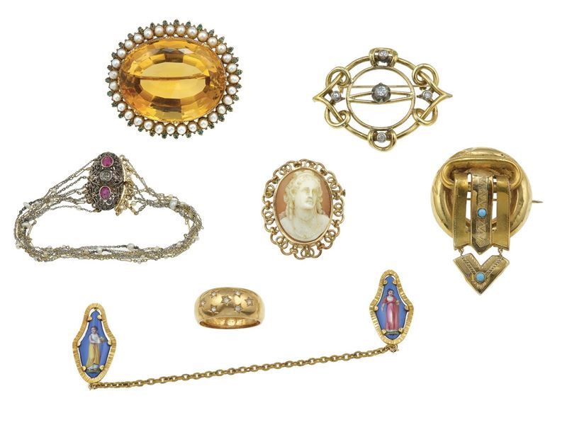 Group of gold, silver and gem-set jewels  - Auction Jewels - Cambi Casa d'Aste