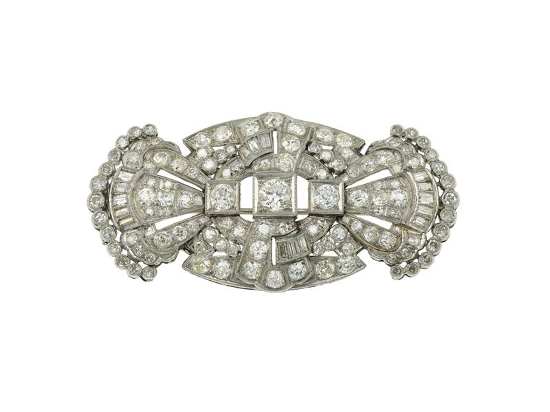 Diamond and platinum brooch  - Auction Fine Jewellery - Cambi Casa d'Aste