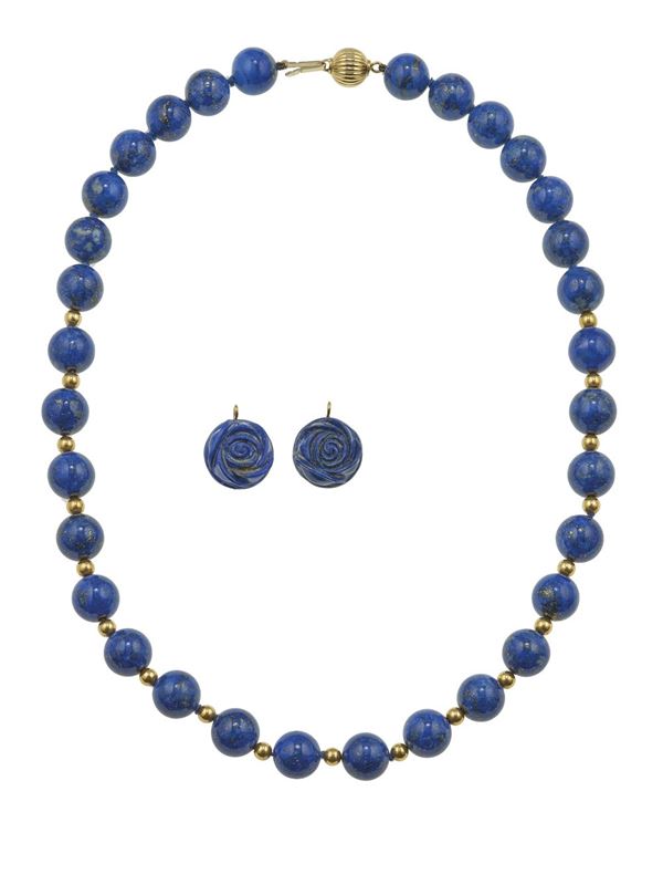Lapis-lazuli and gold demi-parure