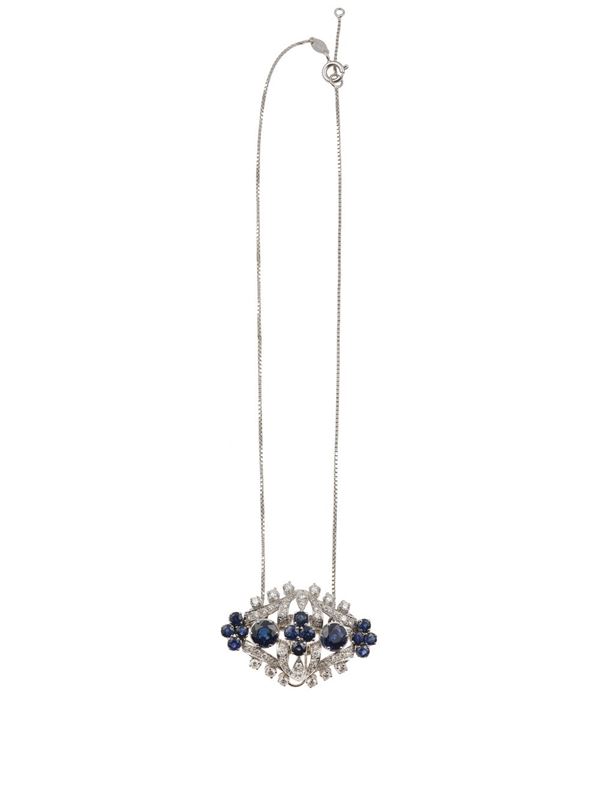Sapphire and diamond pendant/brooch