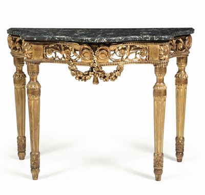 Consolle in Legno Intagliato e Dorato. XVIII-XIX Secolo
