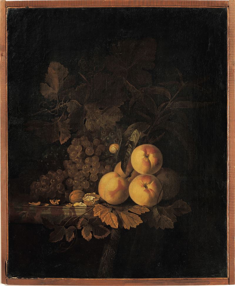 Willem van Aelst : Natura morta con frutti e noci  - olio su tela - Asta Old Masters - Cambi Casa d'Aste