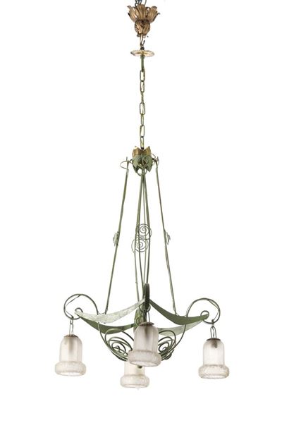 Lampadario in Ferro a Quattro Luci