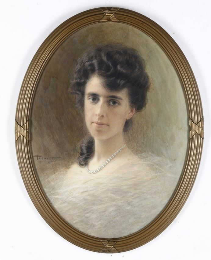Tito Pellicciotti : Ritratto di donna con perle  - Pastelli su carta - Auction Antique - Cambi Casa d'Aste