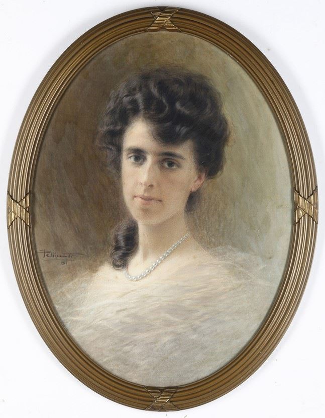 Tito Pellicciotti : Ritratto di donna con perle  - Pastelli su carta - Auction Antique - Cambi Casa d'Aste