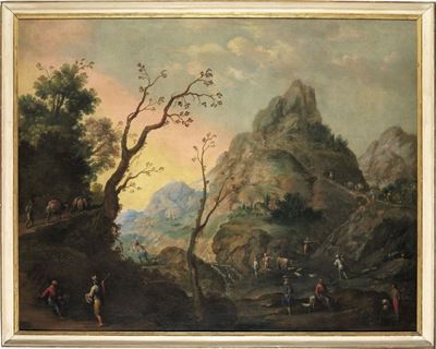 Paesaggio Montuoso con Contadini e Pastori