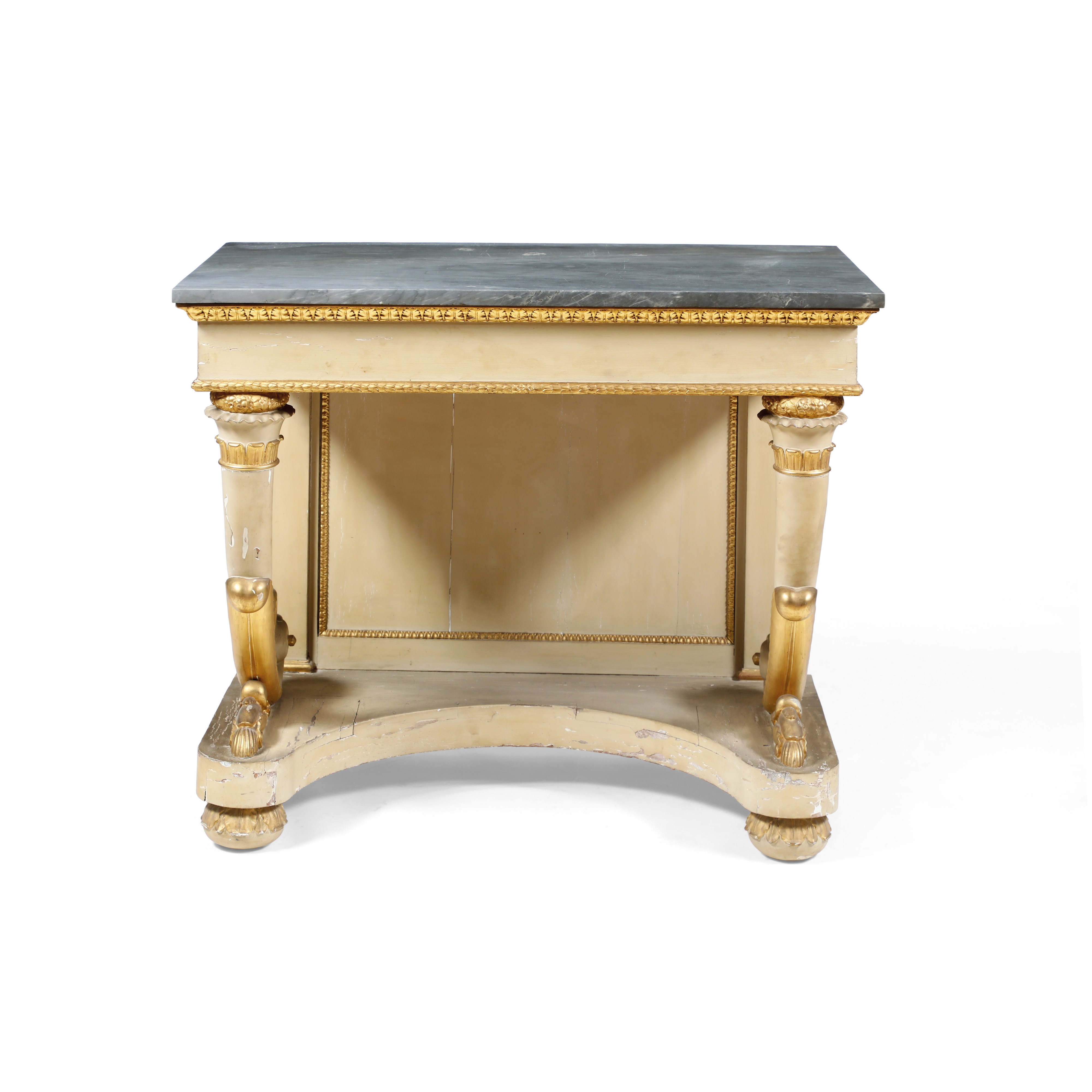 Console con Specchiera in Legno Laccato e Dorato. XIX Secolo