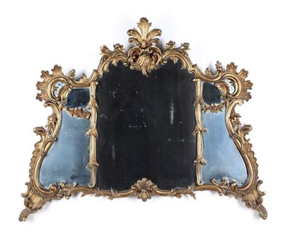 Specchiera in Legno Intagliato e Dorato. XIX-XX Secolo