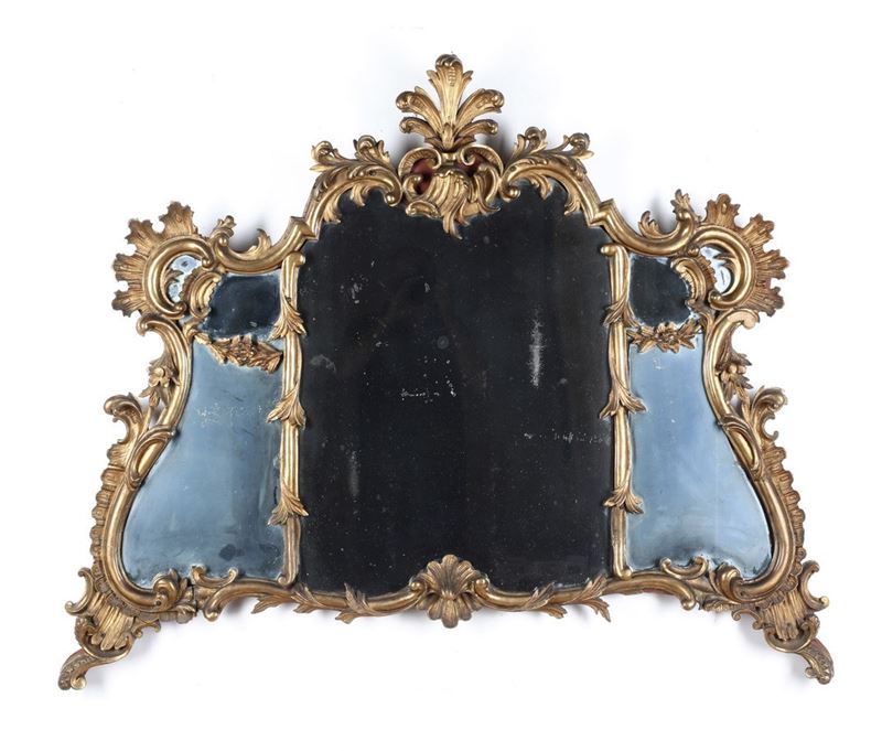 Specchiera in legno intagliato e dorato. XIX-XX secolo  - Auction Antique - Cambi Casa d'Aste