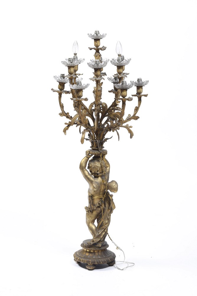 Imponente Candelabro a Dieci Fiamme. Manifattura D'oltralpe del XIX Secolo