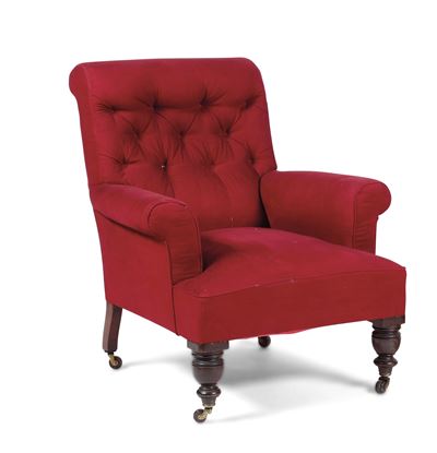 Poltrona Imbottita Rivestita da Tessuto Rosso