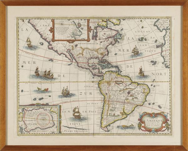 Tavernier, Melchior (1564-1641) - P. Bertius Carte de l'Amerique corrigee et augmentee dessus Toutes les aultres cy devant faictes par P. Bertius... (Paris 1627)