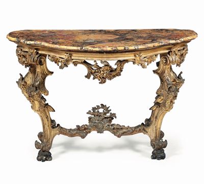 Console in Legno Intagliato e Dorato. Emilia (?) XVIII Secolo
