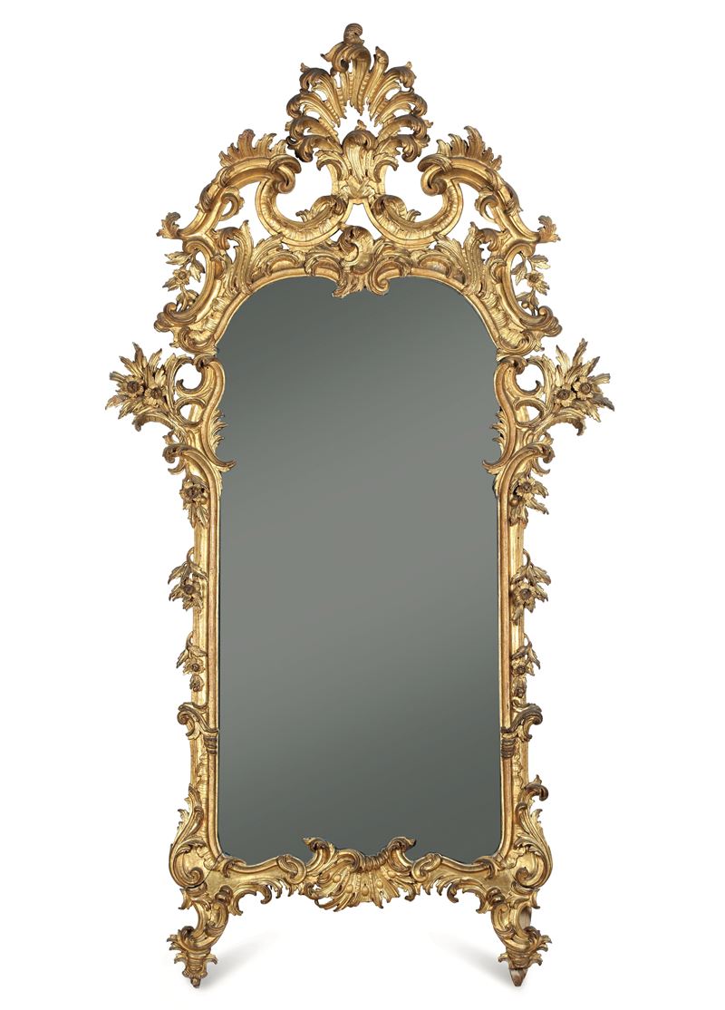Specchiera in legno intagliato e dorato. XIX secolo  - Asta Dimore Italiane - Cambi Casa d'Aste