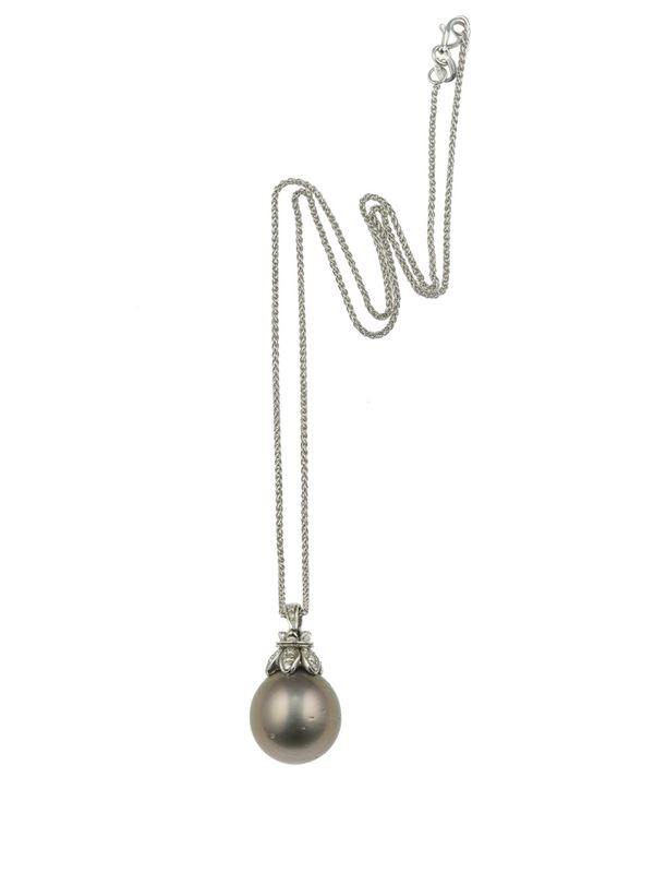 Tahitian pearl and diamond necklace