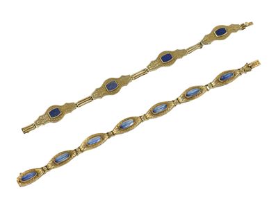 Lotto Composto da Due Bracciali con Lapislazzuli e Zaffiri Sintetici