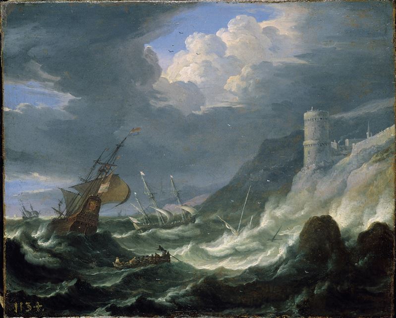 Pieter Mulier detto il Tempesta : Tempesta in mare  - olio su tela - Asta Old Masters - Cambi Casa d'Aste