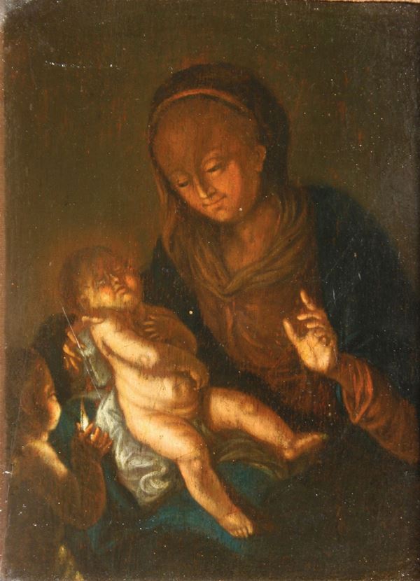 Scuola del XVIII secolo Madonna col Bambino e San Giovannino