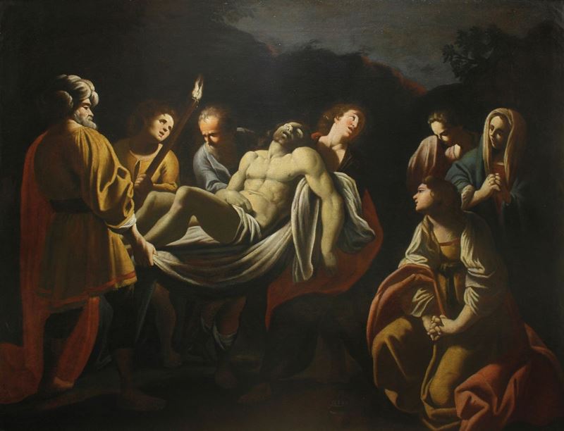 Sisto Badalocchio : Trasporto di Cristo al sepolcro  - olio su tela - Asta Dipinti Antichi - Cambi Casa d'Aste