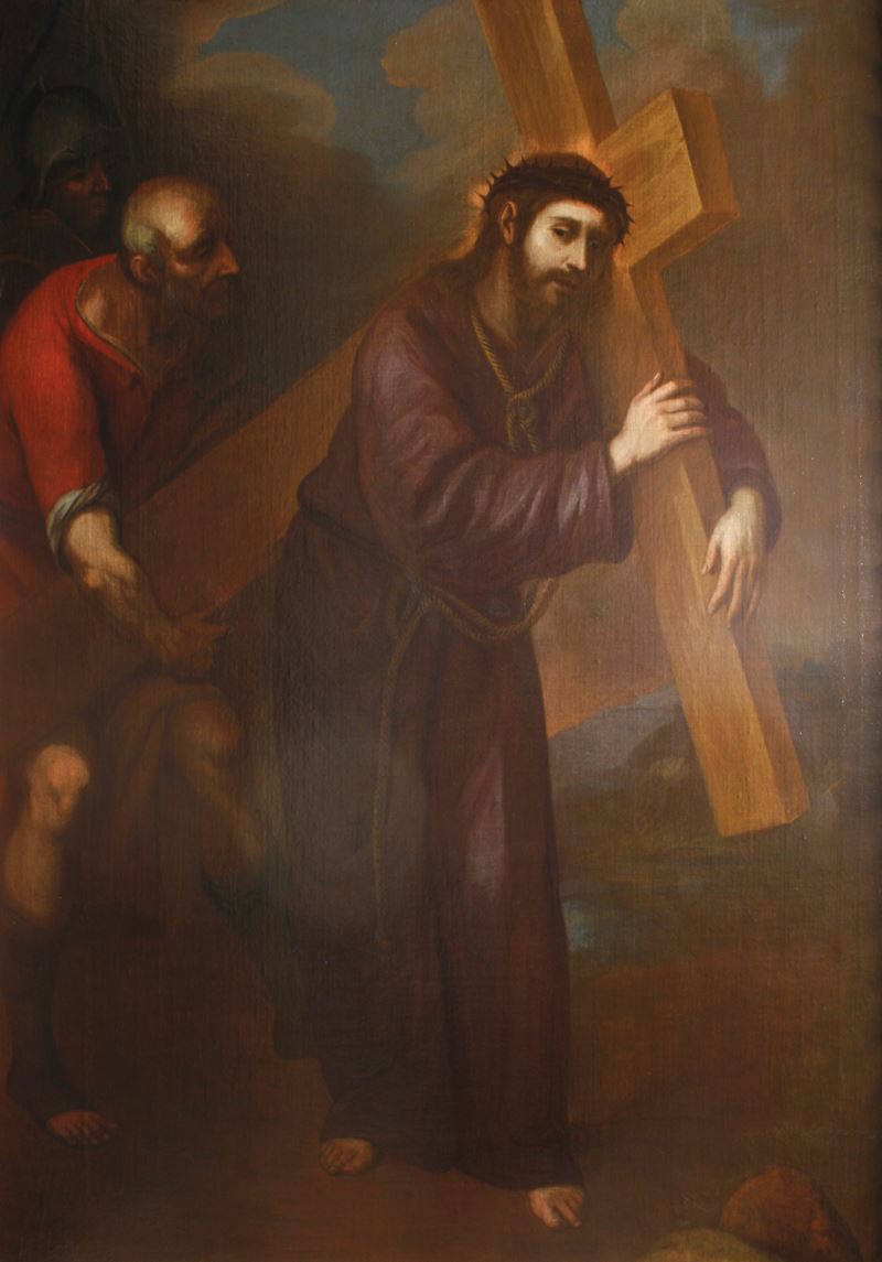 Scuola del XVII secolo Cristo sulla via del Calvario  - olio su tela - Asta Dipinti Antichi - Cambi Casa d'Aste