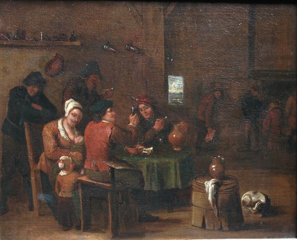 Scuola olandese del XVII secolo Interno con bevitori