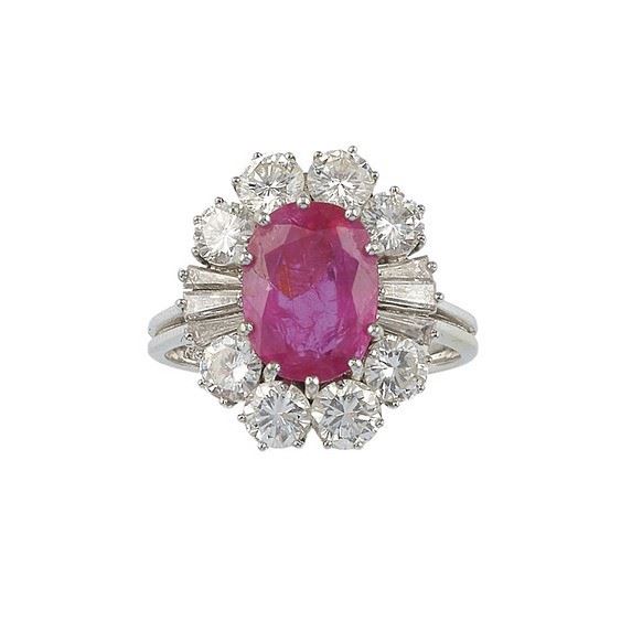 Burma ruby and diamond cluster ring  - Auction Fine Jewels - Cambi Casa d'Aste