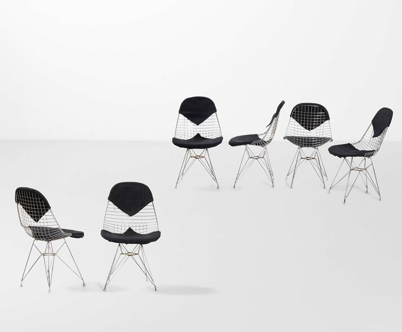Charles &amp; Ray Eames : Sei sedie mod. DKR-2  - Auction Design Lab - Cambi Casa d'Aste