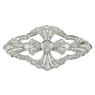 Spilla con Diamante Centrale di Ct 0.90 Circa e Diamanti a Contorno