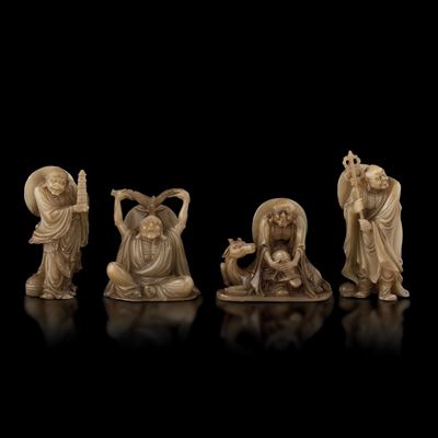 Figure di Quattro Saggi in Saponaria, Cina, Dinastia Qing, Fine XIX Secolo