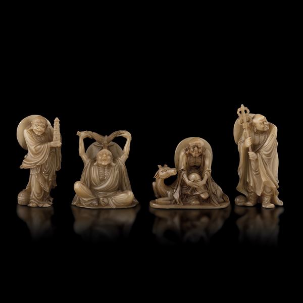Figure di quattro saggi in saponaria, Cina, Dinastia Qing, fine XIX secolo