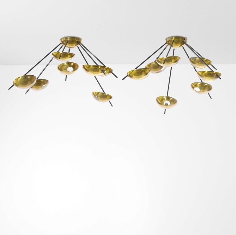 Stilnovo : Due lampade a plafone o a parete mod. 1036  - Asta Design - Cambi Casa d'Aste