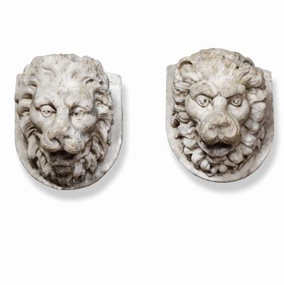 Coppia di Protomi Leonine. Arte Barocca del XVII-XVIII Secolo