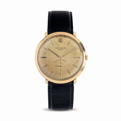 Elegante Calatrava Double Signed Oscar Linke in Oro Rosa 18k Extrapiatto, Movimento Carica Manual...