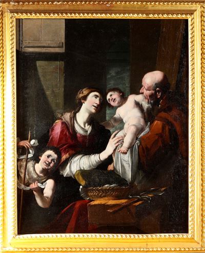 Sacra Famiglia con San Giovannino, olio su tela