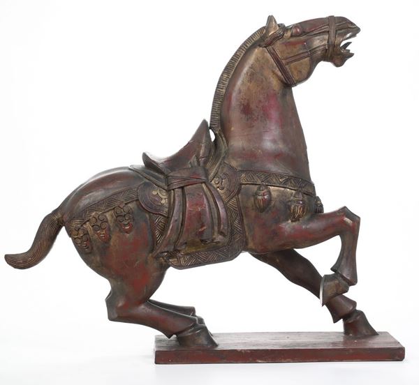 Grande figura di cavallo in legno, India, XIX secolo