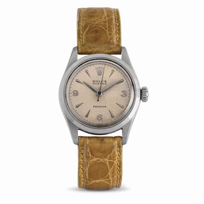 Classico Orologio da Polso a Carica Manuale con Quadrante Argentè a Nido D'ape, Corredato da Scat...