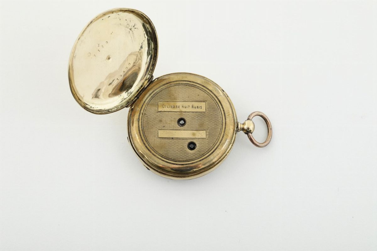 Orologio da Tasca in Oro Giallo 14k Cylindre Huit Rubis